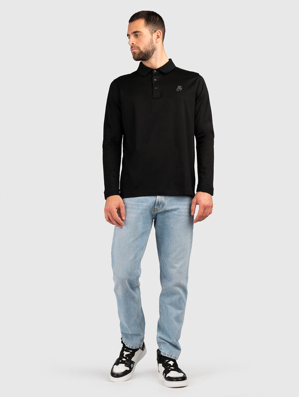 Cotton polo shirt with long sleeves  - 2