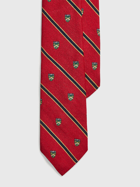 Червена вратовръзка с монограмен принт  - 1