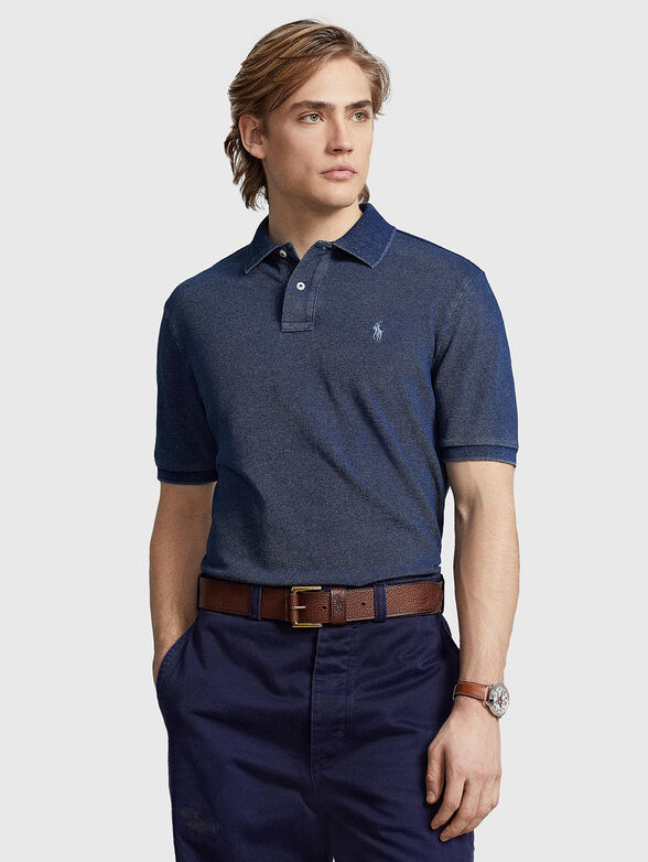 Dark blue logo-embroidered Polo shirt  - 1