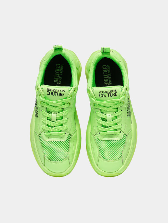 Leather sneakers in neon green - 5
