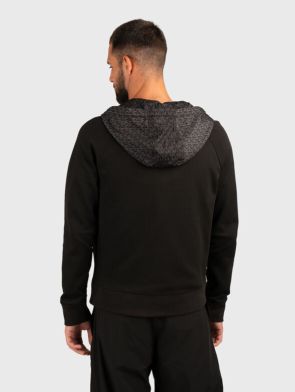 Black sweatshirt with hood and zip - 2