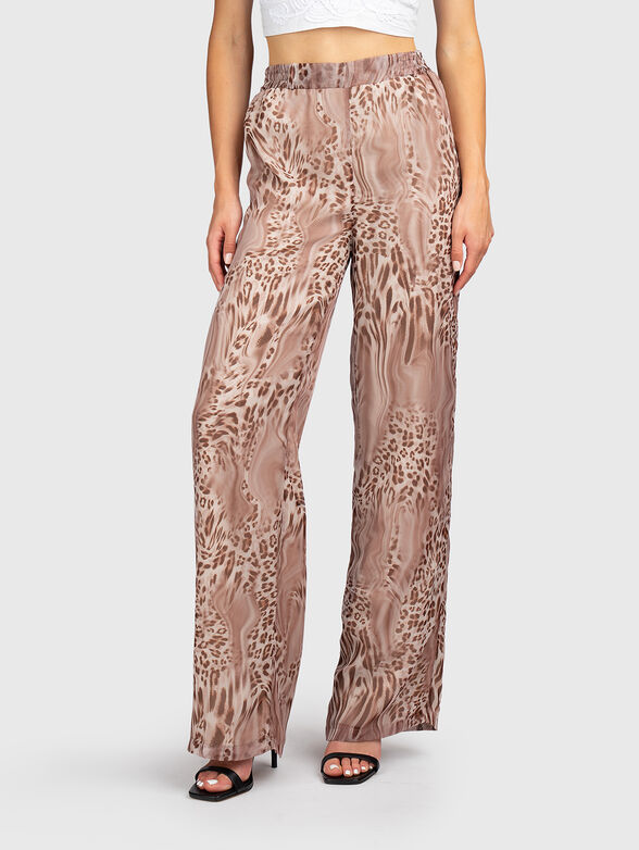 Animal-print trousers with an elastic waistband  - 1