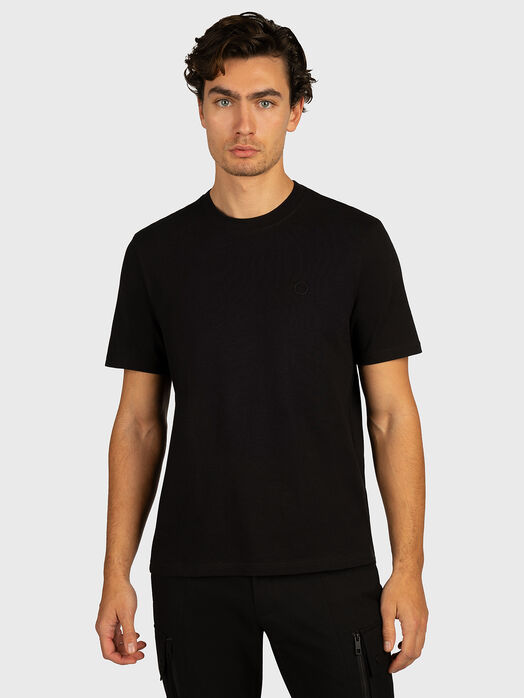 Black cotton T-shirt with logo detail