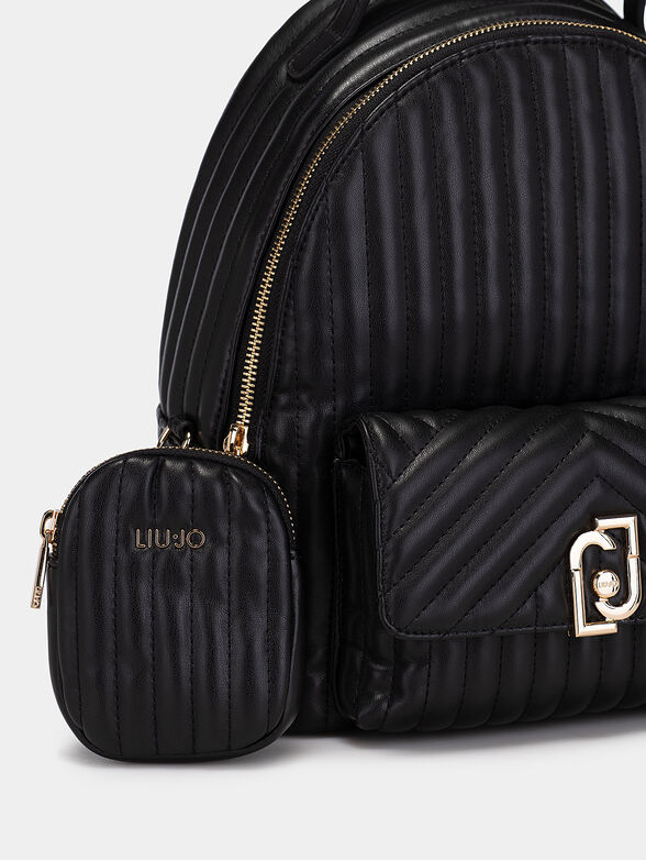 Backpack with quilted effect and metal logo detail - 4
