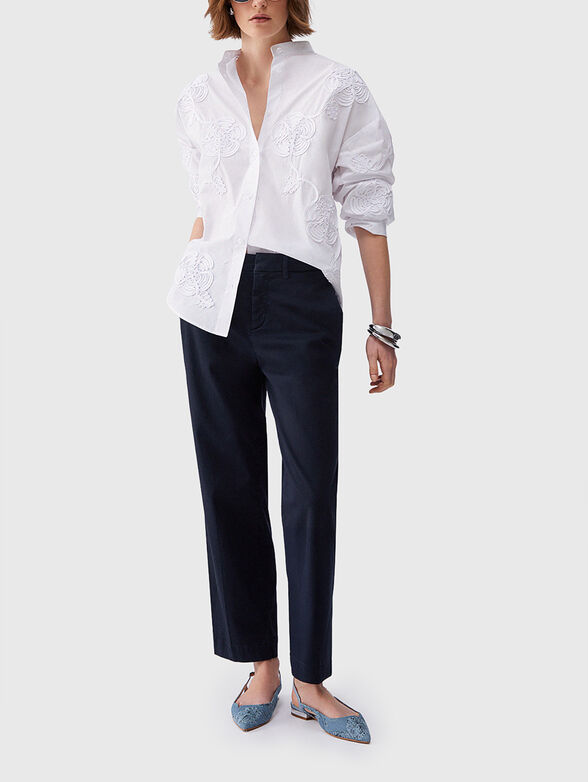 Cotton shirt with floral embroidery - 2