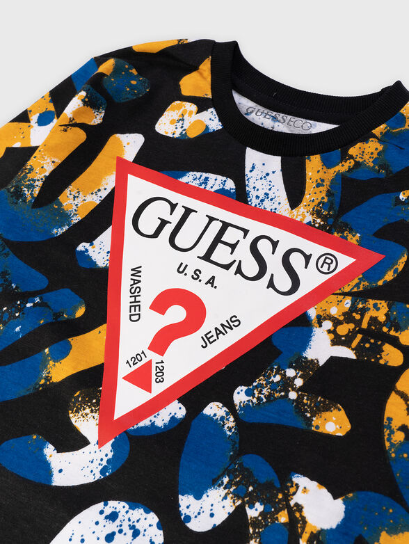 Blouse with print and triangular logo accent  - 3