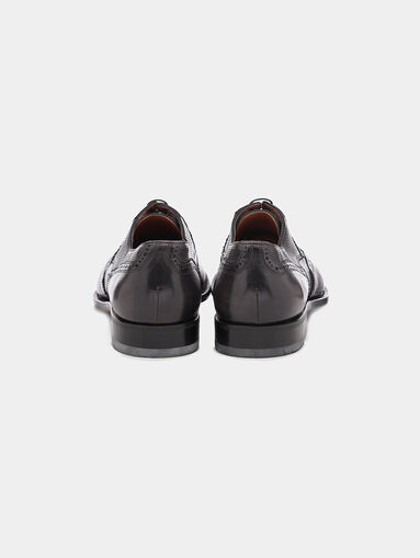 Grey leather Derby shoes - 4