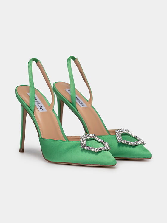 Сатенени сандали VIONNET в зелен цвят - 2
