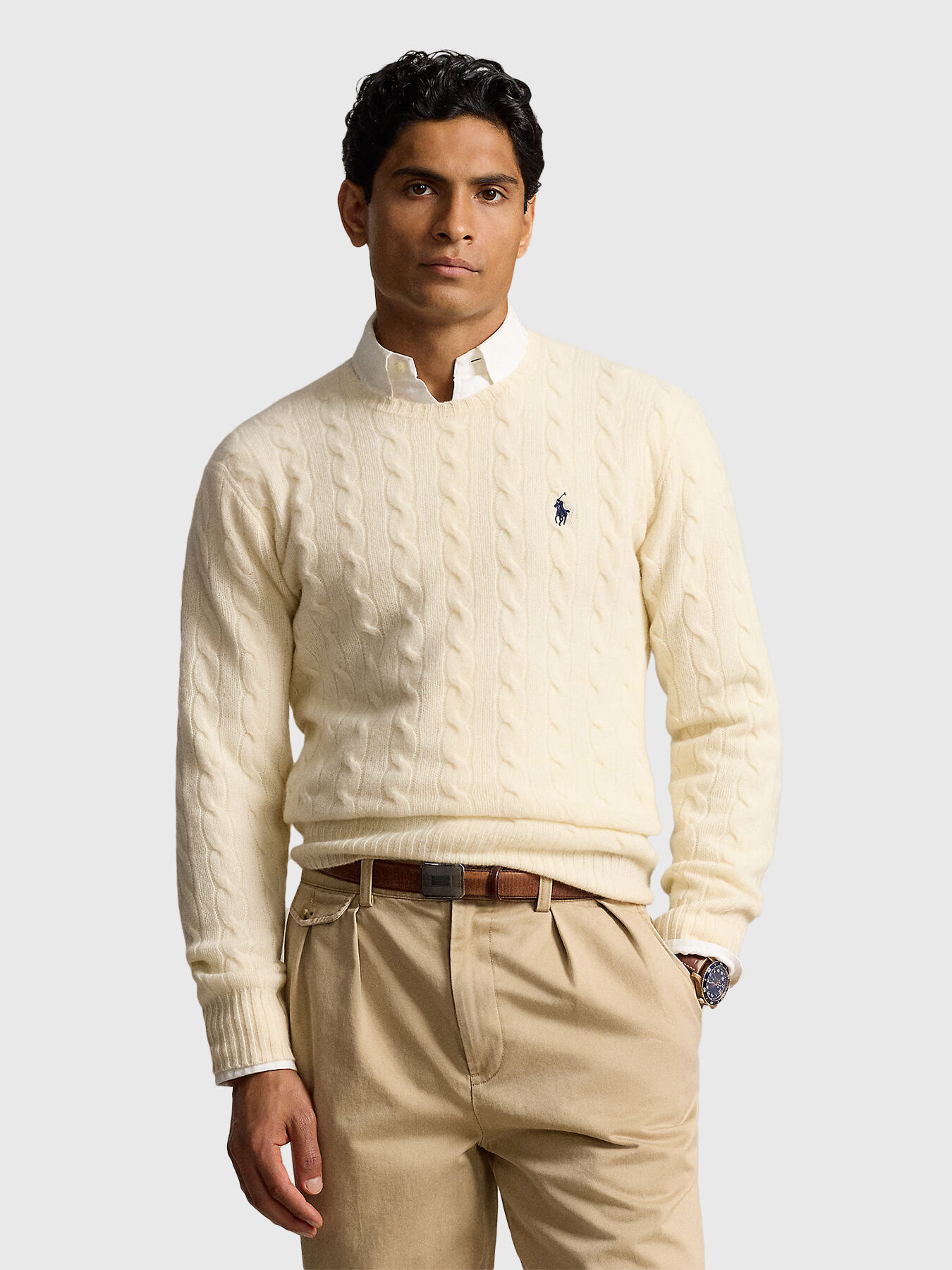 ugo 　　polobyRalphLaurenHAMMONDラルフローレン Sweater in ecru with logo brand POLO RALPH LAUREN