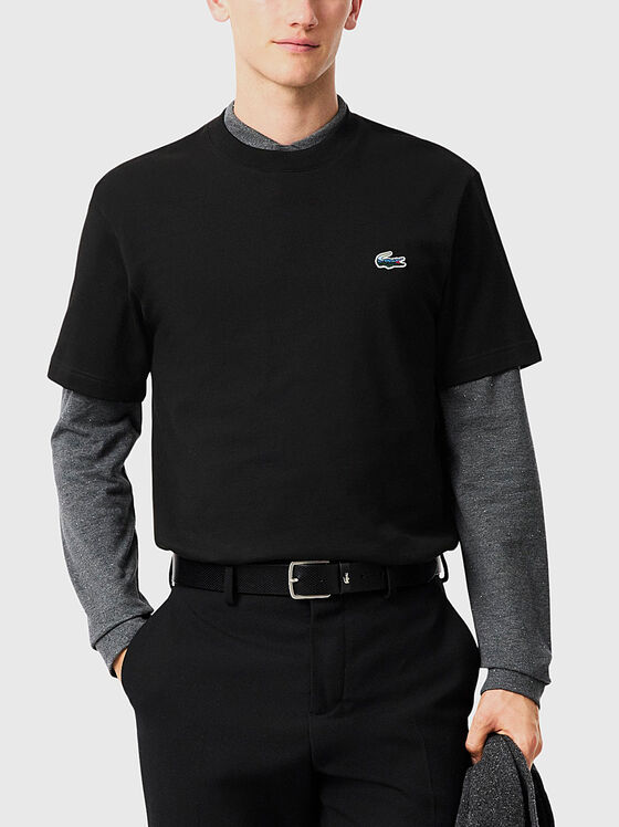 Cotton T-shirt with oval neckline - 1