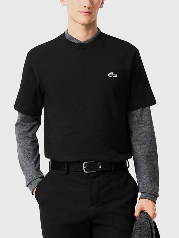 Cotton T-shirt with oval neckline - 1