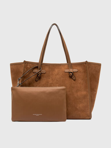 MARCELLA suede bag in beige - 4