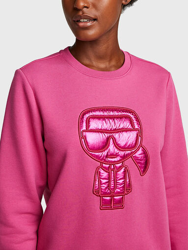 Cotton sweatshirt with textured logo - 3