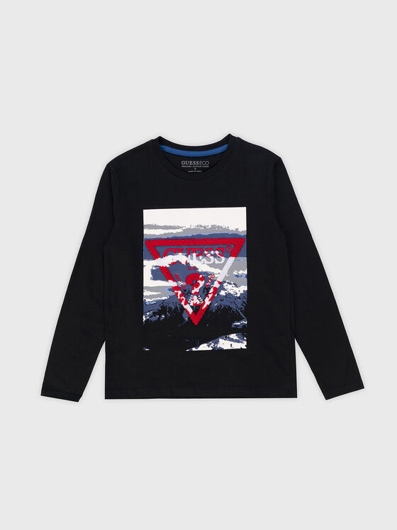 Black blouse with accent logo - 1