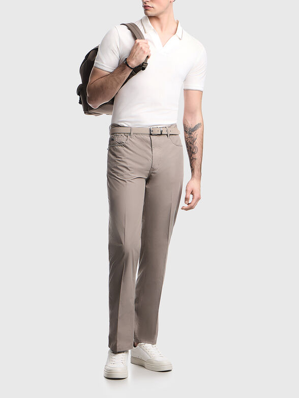 Cotton polo shirt with a V-neck  - 2