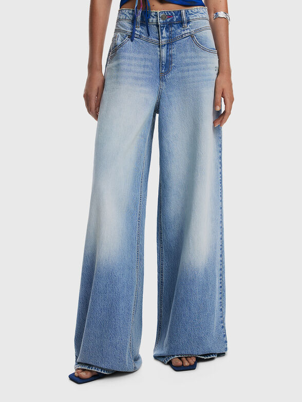 Wide-leg jeans with a washed effect  - 1