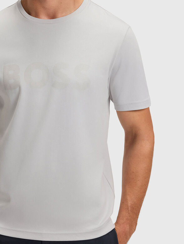 Gray T-shirt with logo print - 4
