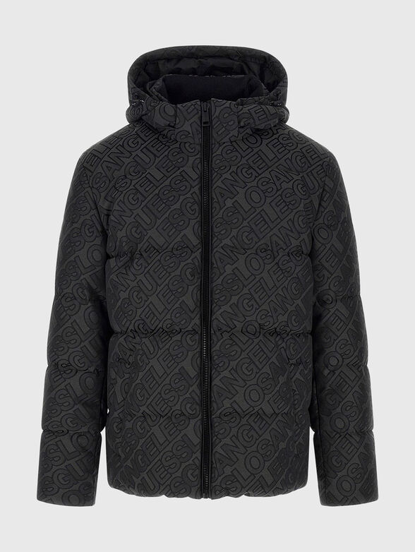 Padded jacket with hood and logo print - 1