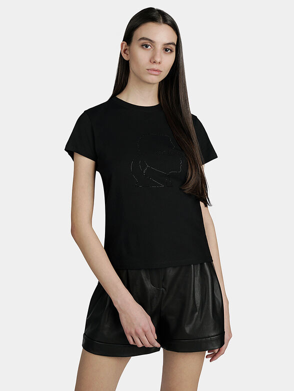 Black T-shirt with rhinestones - 1