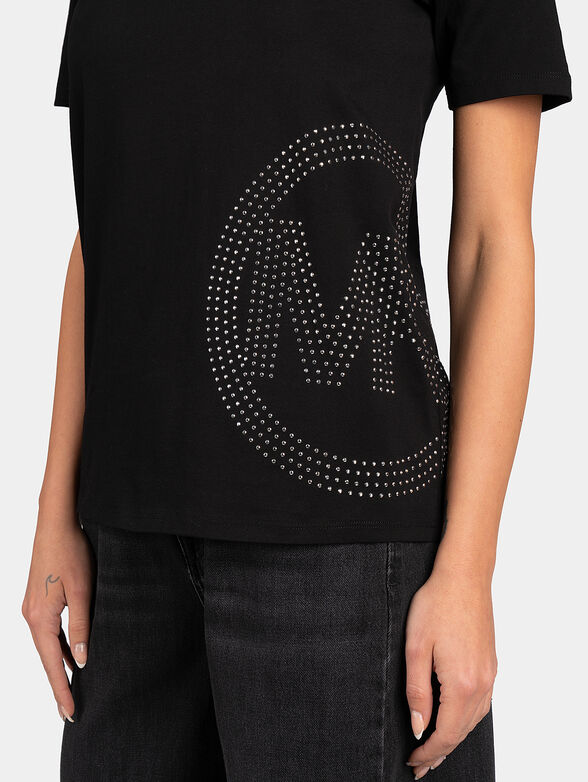 Black T-shirt with rhinestones - 4