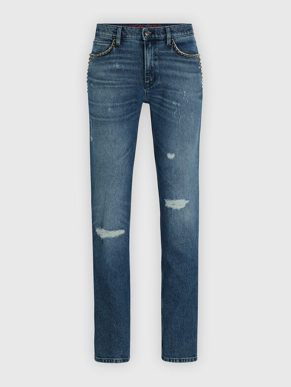 Blue jeans with eyelets - 0