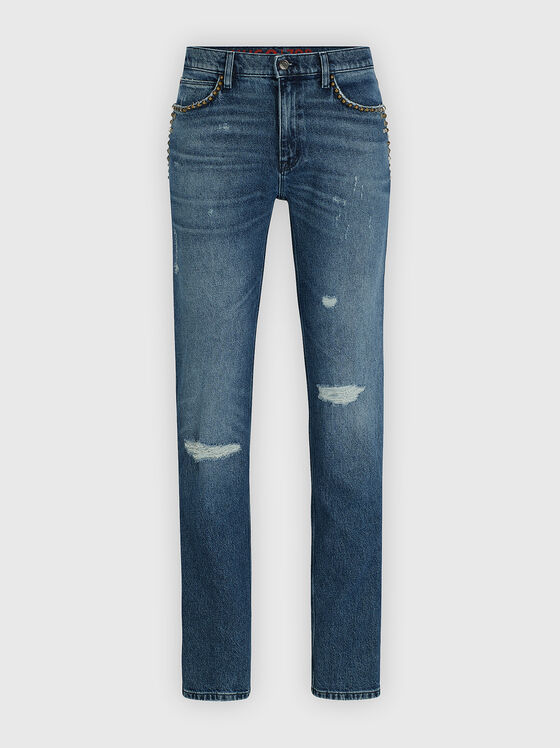 Blue jeans with eyelets - 1