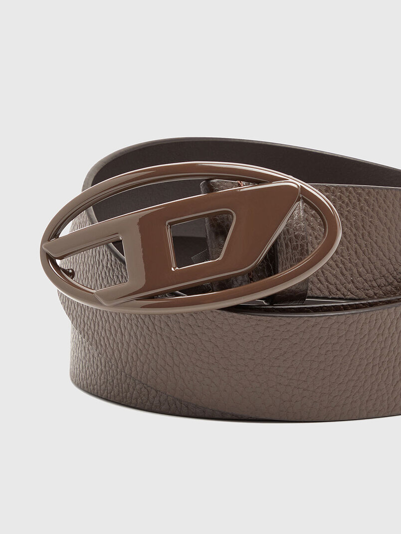 D LOGO B-1DR leather belt with log buckle - 3