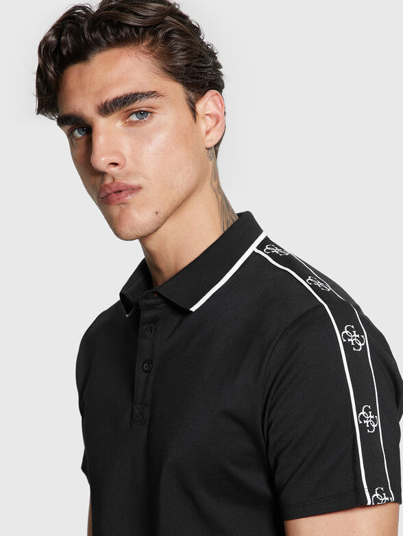 Black cotton polo shirt with details - 4