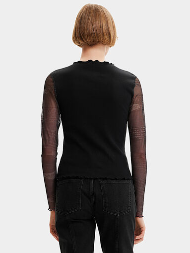 MAKY black blouse with accent sleeves - 3