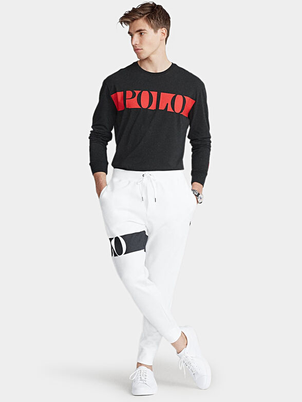 Sports pants with contrasting logo band - 2