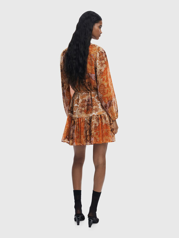 Long sleeved mini dress with floral motifs - 2
