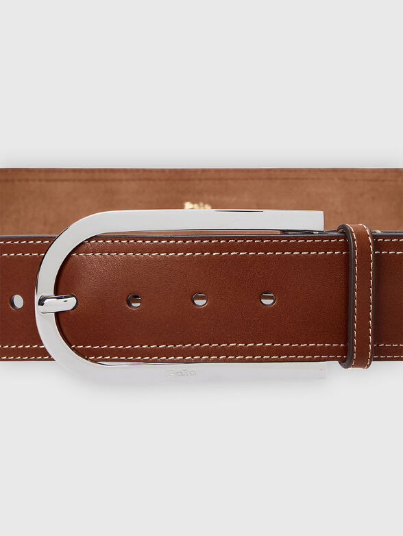 Elongated buckle leather belt - 2