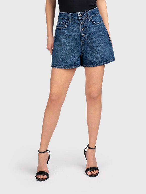 High-waisted denim shorts - 1