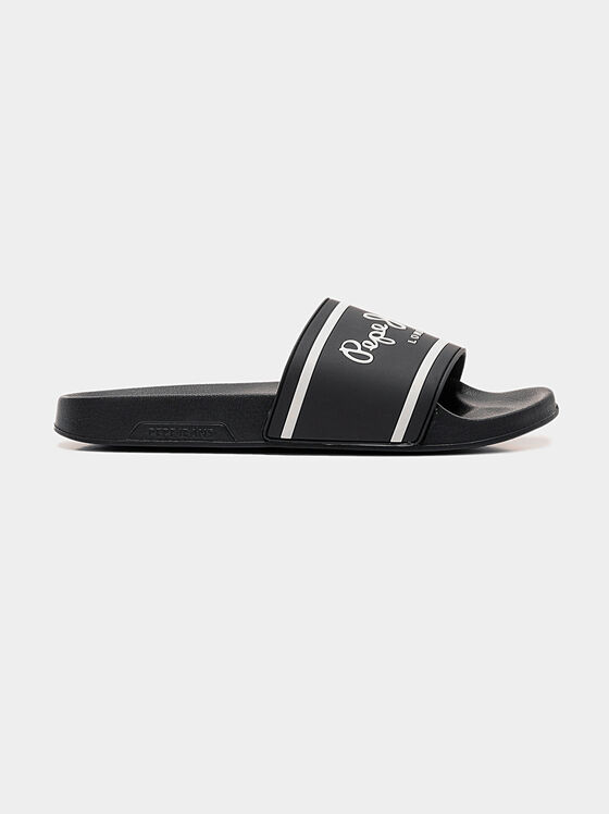 Черни плажни обувки с лого - 1