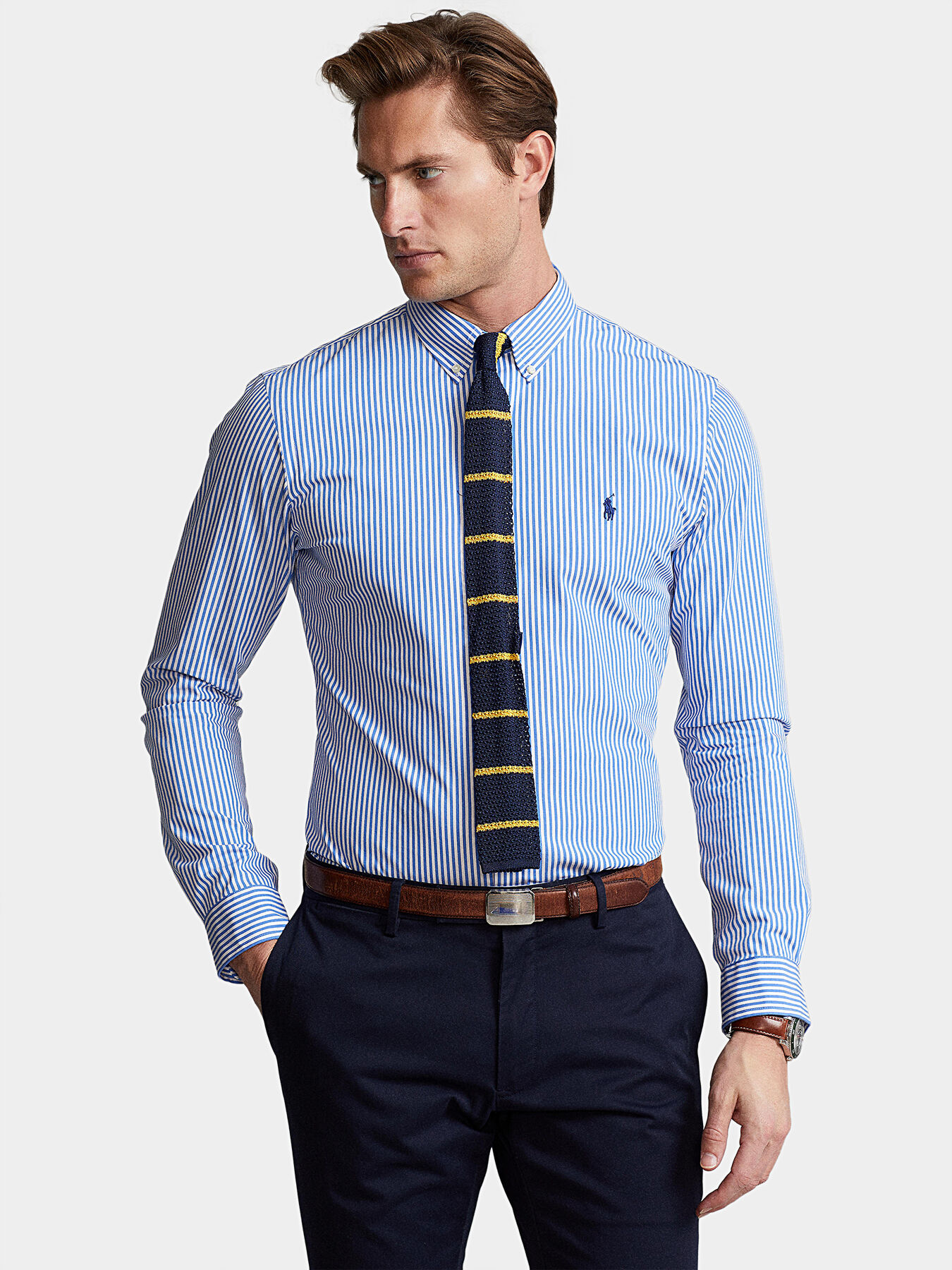 Striped shirt with buttons on the collar brand POLO RALPH