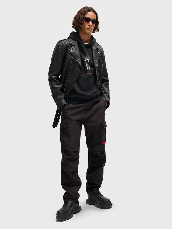 Cotton sweatshirt with hood and animal graphics - 2