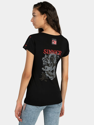 Black printed tee - 4