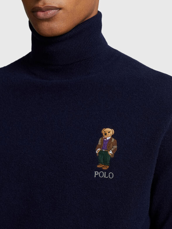 Wool sweater with polo collar  - 4