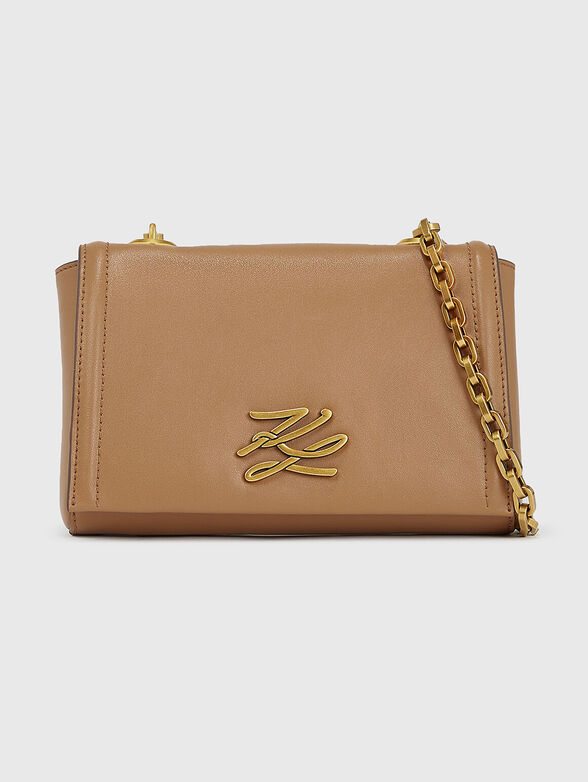 Leather crossbody bag with logo - 1