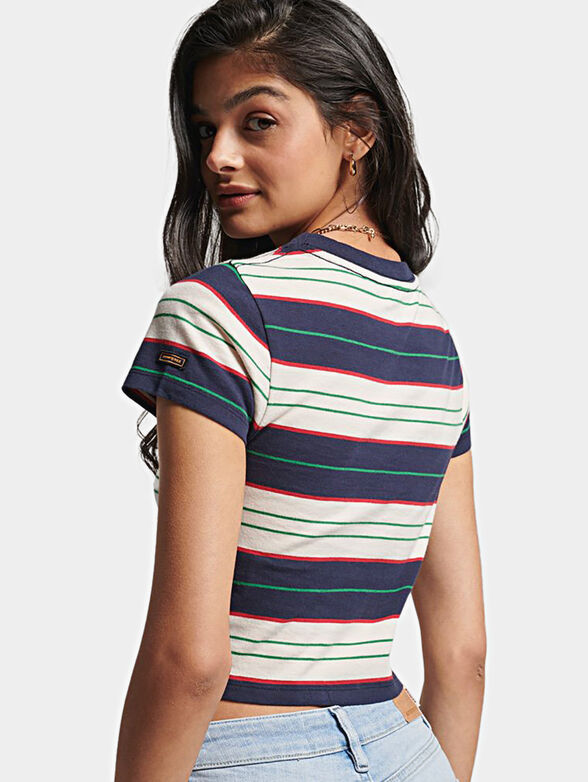 Cotton T-shirt with multicolored striped print - 2