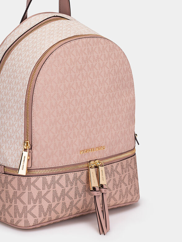 Pink backpack with logo print - 4
