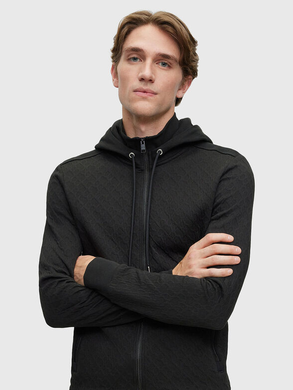 Cotton-blend hoodie with monogram effect  - 4