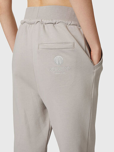 Grey trousers with ties in cotton blend - 3