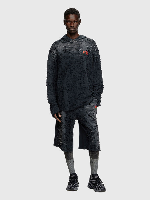 T-CRANE black sweatshirt with accent rips - 2
