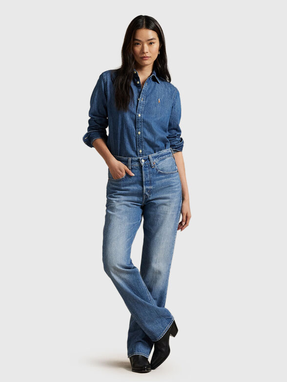 Denim shirt with logo embroidery - 2