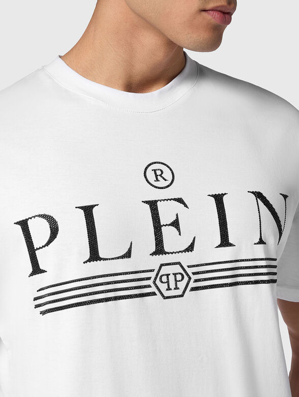 White T-shirt with rhinestones - 3