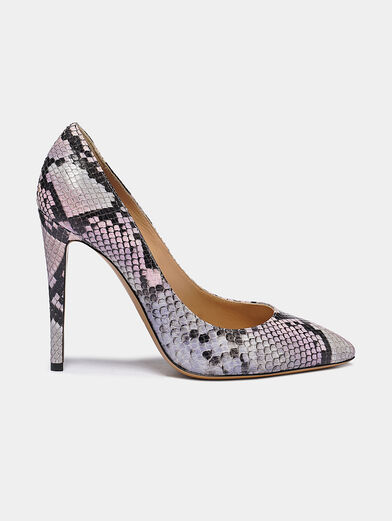 Leather decollete shoes with python print - 1