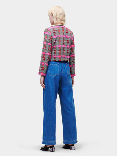 Boucl&eacute; cropped plaid jacket  - 3