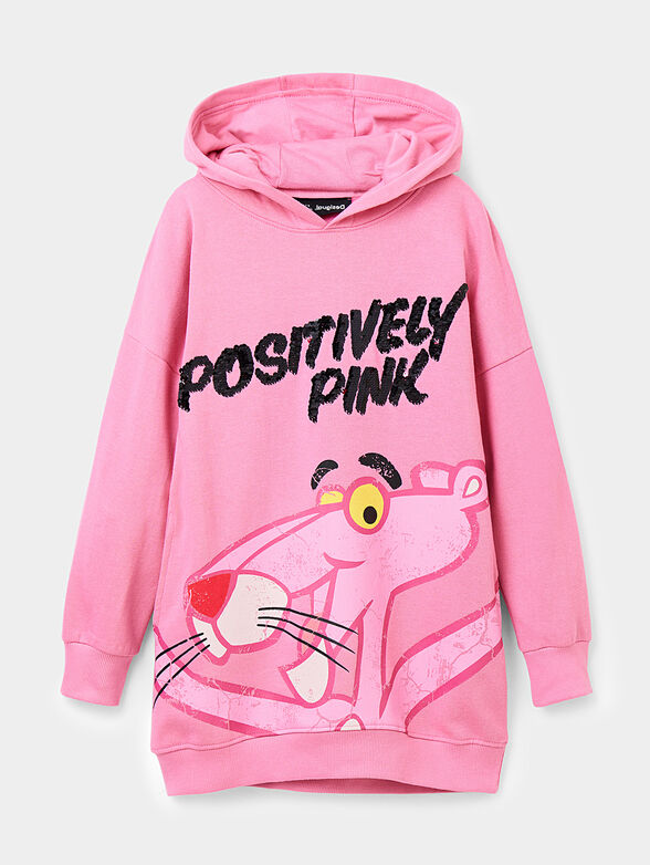 Sweater dress with hood and Pink Panther print - 2