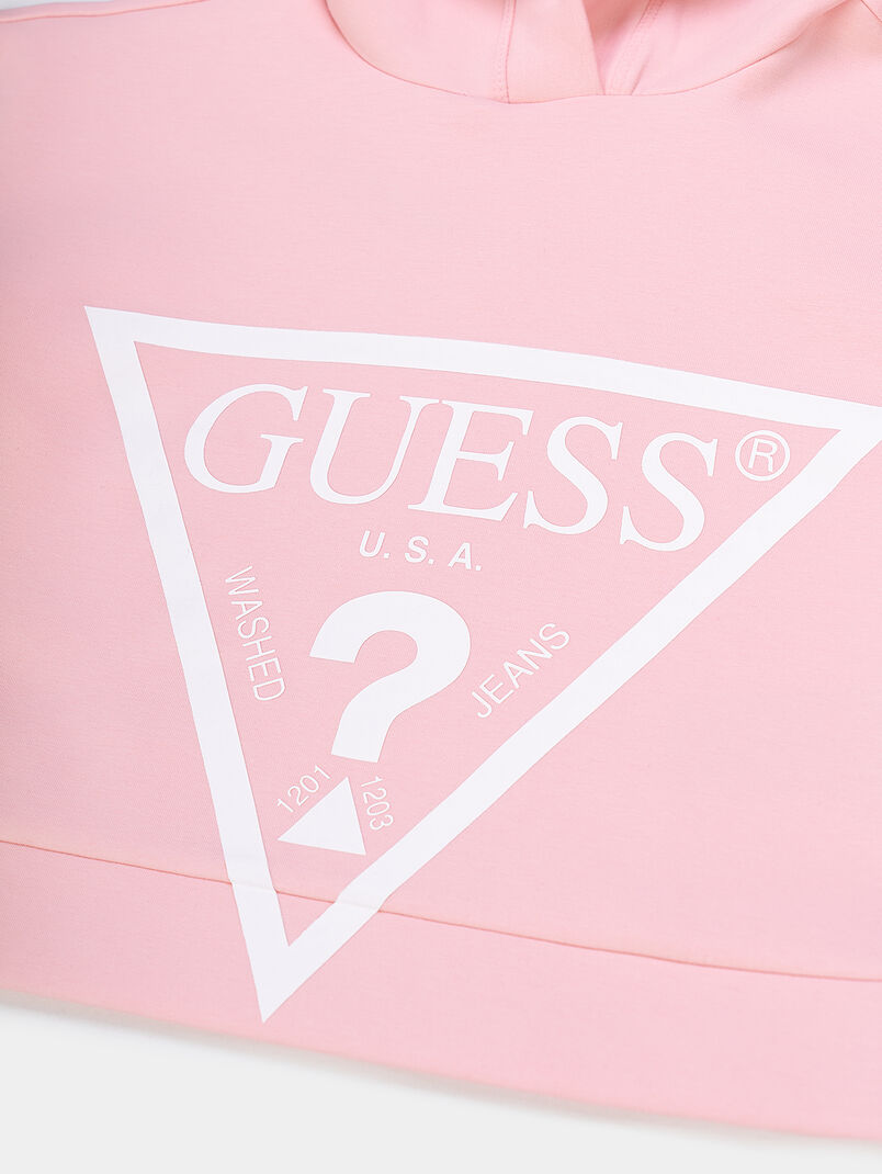 Pink sweatshirt with hood and logo detail - 3